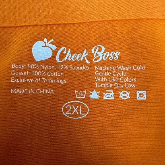 Cheek Boss Women's High-Waisted Orange Bikini Bottoms 2XL Nylon & Spandex - Picture 5 of 5